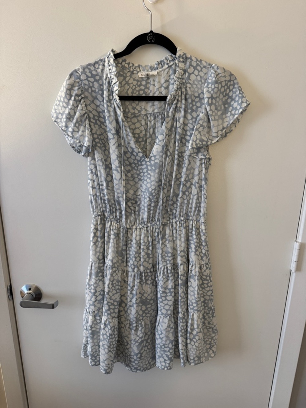 Blu Pepper Light Blue and White Printed Mini Dress
